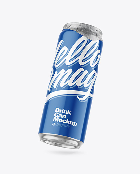 500ml Glossy Drink Can w/ Foil Lid Mockup