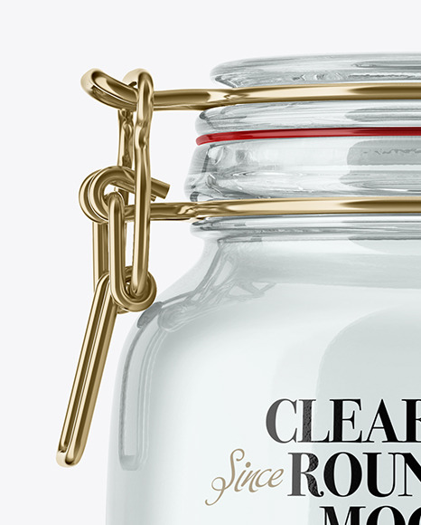 Empty Clear Glass Jar w/ Clamp Lid Mockup