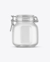 Empty Clear Glass Jar w/ Clamp Lid Mockup