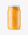 Clear Glass Jar with Mango jam Mockup