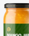 Clear Glass Jar with Mango jam Mockup