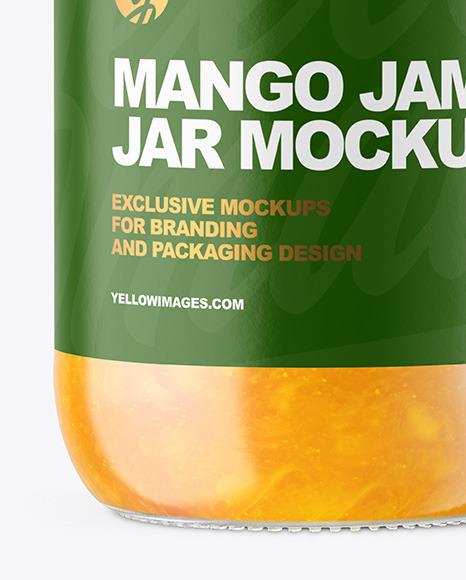 Clear Glass Jar with Mango jam Mockup