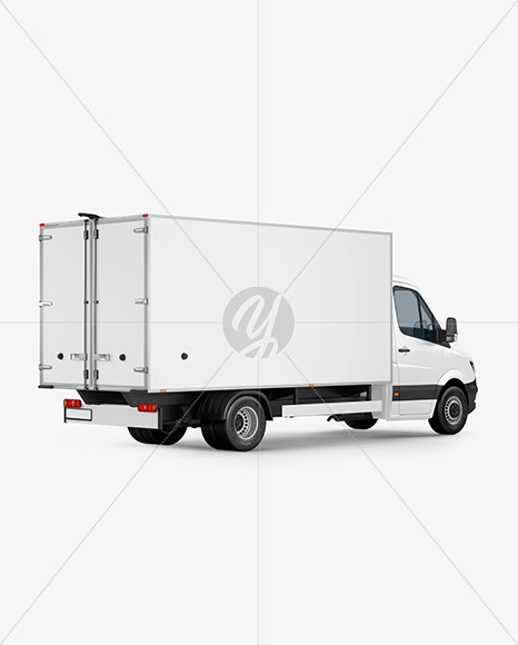 Box Truck Van Mockup - Back Half Side View