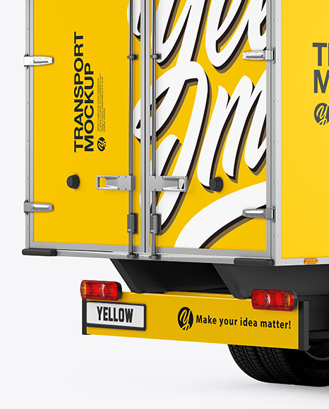 Box Truck Van Mockup - Back Half Side View