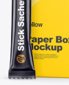 Glossy Stick Sachet with Paper Box Mockup