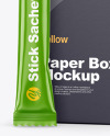 Glossy Stick Sachet with Paper Box Mockup