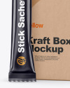 Glossy Stick Sachet with Kraft Box Mockup