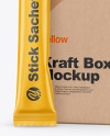 Matte Stick Sachet with Kraft Box Mockup