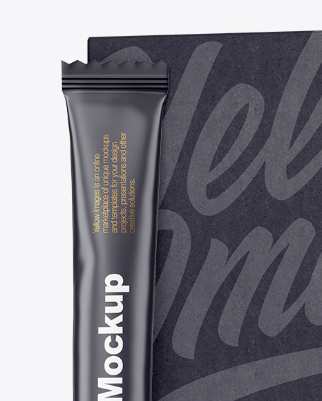 Matte Stick Sachet with Kraft Box Mockup