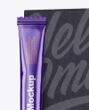 Matte Metallic Stick Sachet with Kraft Box Mockup