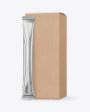 Metallic Stick Sachet with Kraft Box Mockup