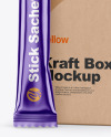 Metallic Stick Sachet with Kraft Box Mockup