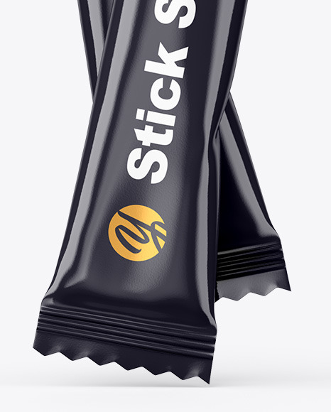 Two Glossy Stick Sachets Mockup