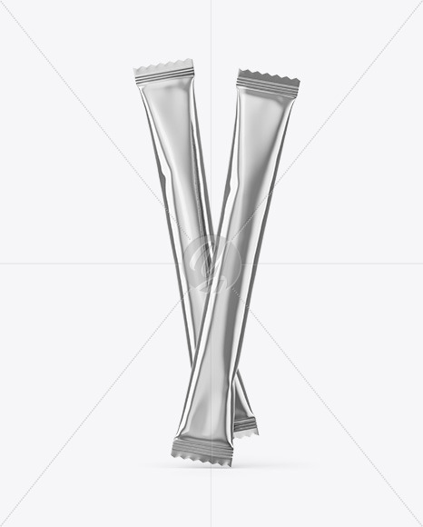 Two Metallic Stick Sachets Mockup