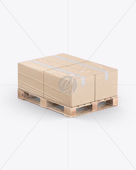 Pallet W/ 4 Kraft Boxes Mockup