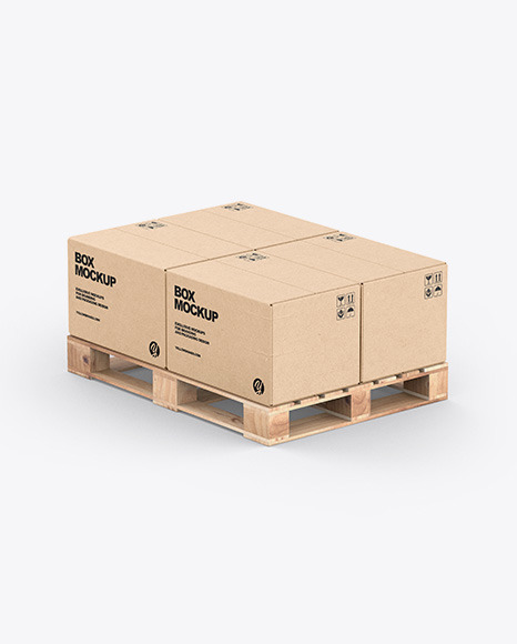 Pallet W/ 4 Kraft Boxes Mockup