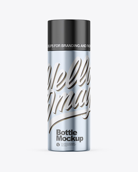 Glossy Metallic Bottle Mockup