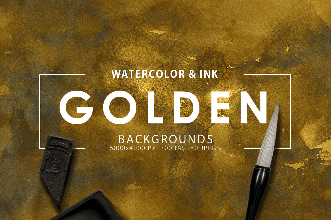 Golden Watercolor &amp; Ink Backgrounds