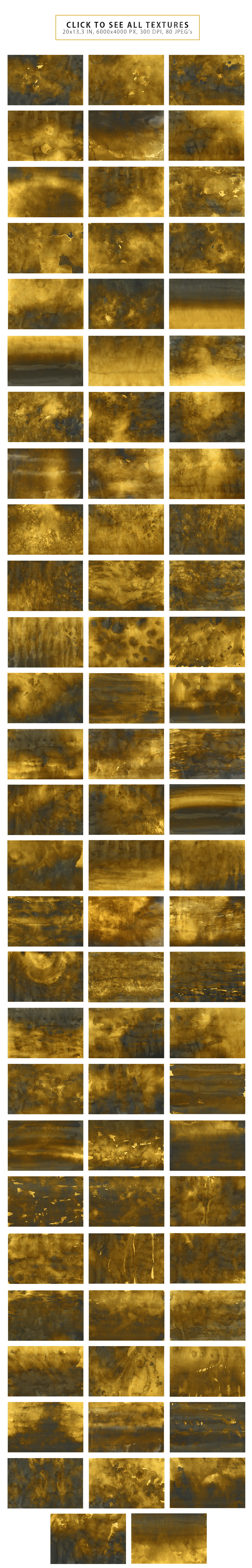 Golden Watercolor &amp; Ink Backgrounds