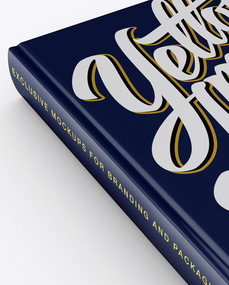 Glossy Book Mockup - Half Side View (High-Angle Shot)