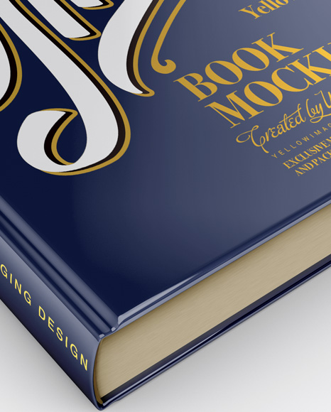 Glossy Book Mockup - Half Side View (High-Angle Shot)