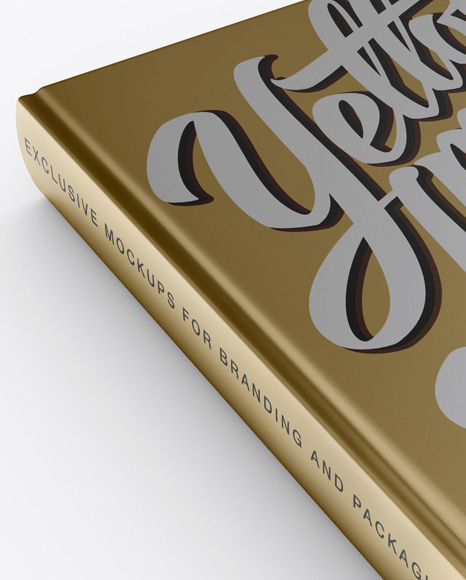 Metallic Book Mockup - Half Side View (High-Angle Shot)