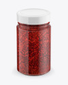 Glass Jar with Raspberry Jam Mockup - Front View (High Angle Shot)