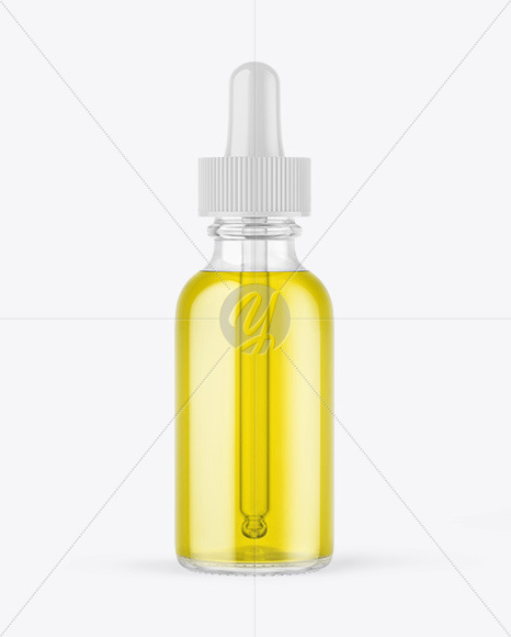 Clear Glass Dropper Bottle with Oil Mockup