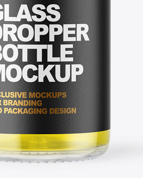 Clear Glass Dropper Bottle with Oil Mockup