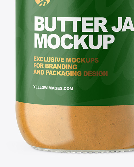 Clear Glass Jar with Peanut Butter Mockup