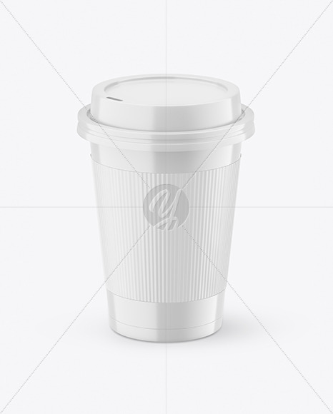 Glossy Coffee Cup with Holder Mockup