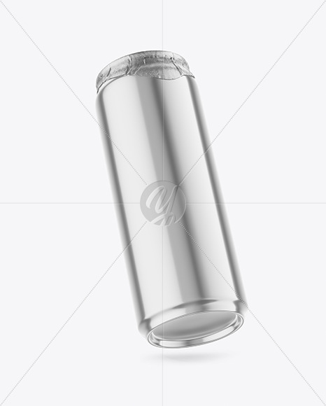 500ml Glossy Metallic Drink Can w/ Foil Lid Mockup