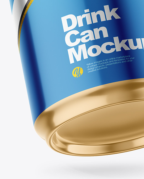 500ml Glossy Metallic Drink Can w/ Foil Lid Mockup