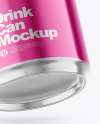 500ml Glossy Metallic Drink Can w/ Foil Lid Mockup