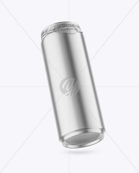 500ml Matte Metallic Drink Can w/ Foil Lid Mockup