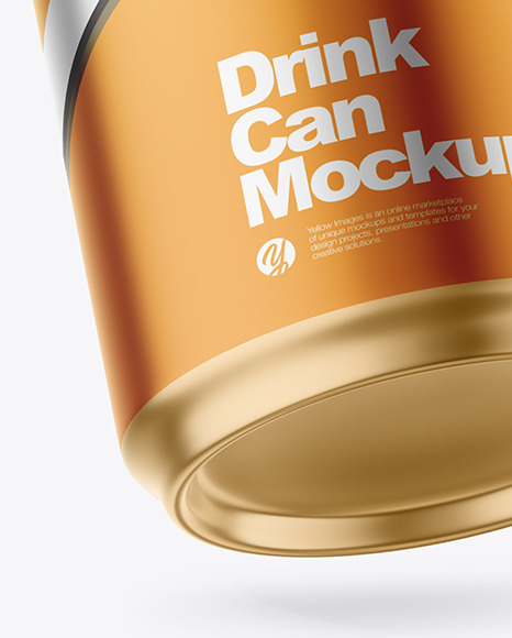 500ml Matte Metallic Drink Can w/ Foil Lid Mockup