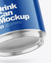 500ml Glossy Drink Can w/ Foil Lid Mockup