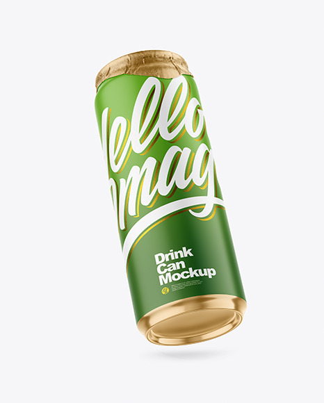 500ml Matte Drink Can w Foil Lid Mockup - Energy drink can mockup