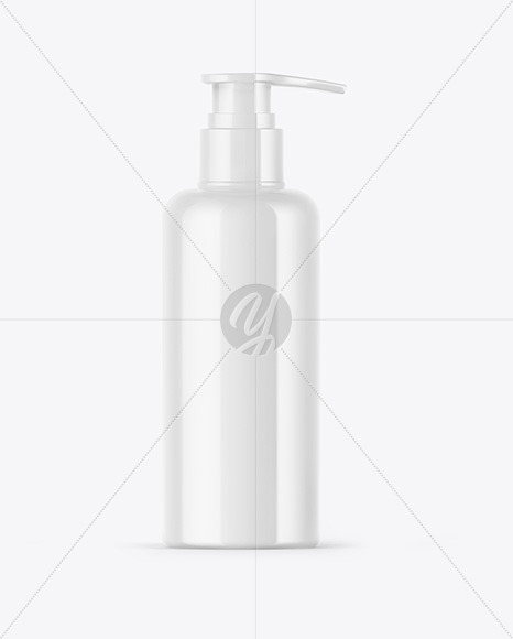 Glossy Soap Bottle with Pump Mockup