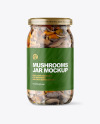 Clear Glass Jar with Mushrooms Mockup