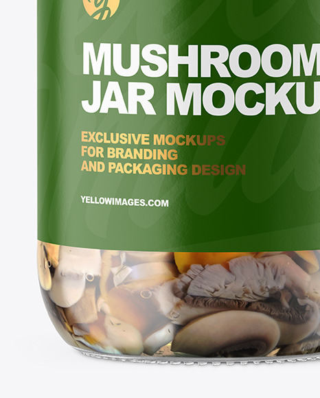 Clear Glass Jar with Mushrooms Mockup