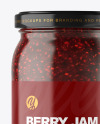 Clear Glass Jar with Raspberry jam Mockup