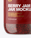 Clear Glass Jar with Raspberry jam Mockup