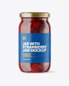 Clear Glass Jar with Strawberry jam Mockup