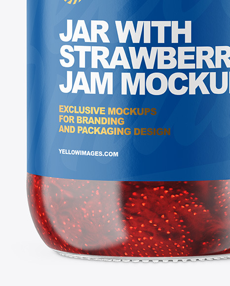 Clear Glass Jar with Strawberry jam Mockup