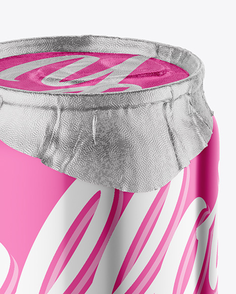 500ml Glossy Metallic Drink Can w/ Foil Lid Mockup