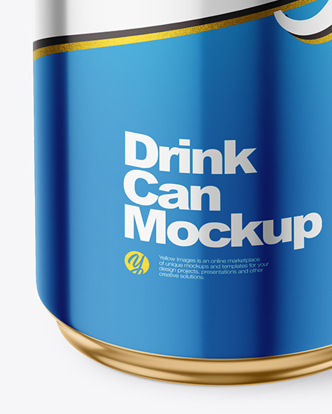 500ml Glossy Metallic Drink Can w/ Foil Lid Mockup