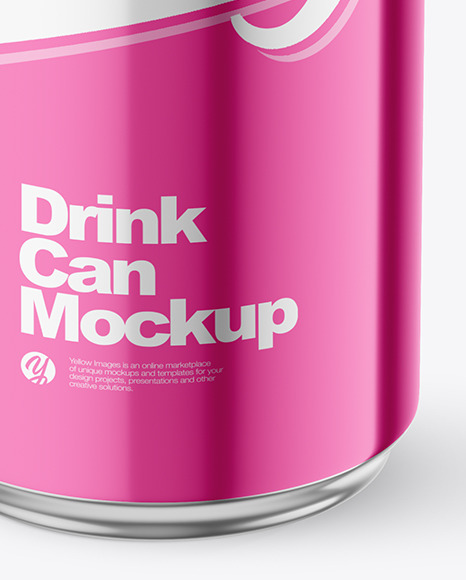 500ml Glossy Metallic Drink Can w/ Foil Lid Mockup