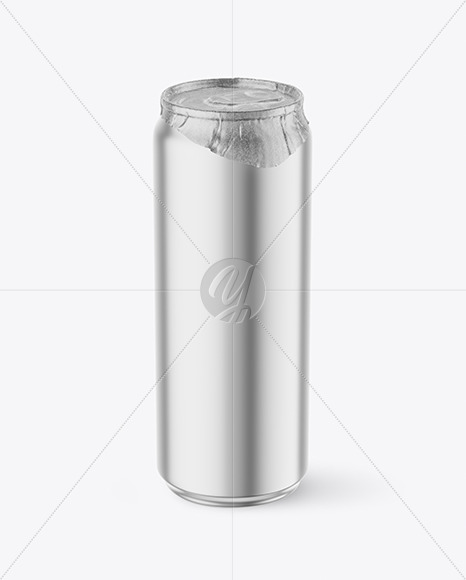 500ml Matte Metallic Drink Can w/ Foil Lid Mockup