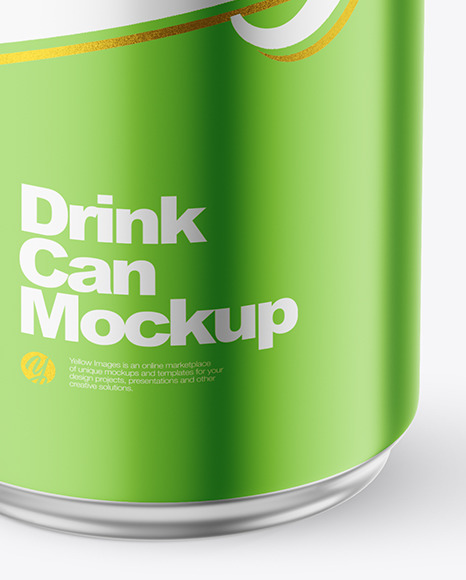 500ml Matte Metallic Drink Can w/ Foil Lid Mockup